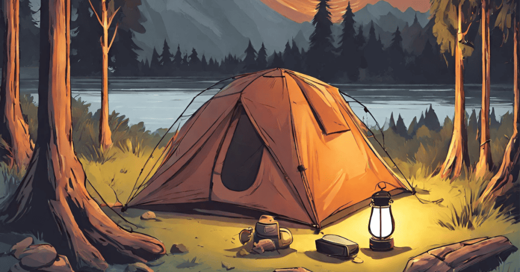 Tent Camping Lantern Setup