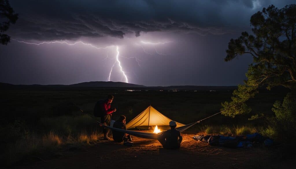 hammock camping vs tent camping during thunderstorms