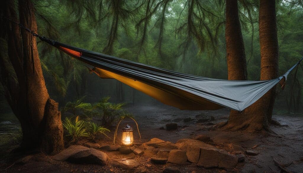 safe hammock camping during a thunderstorm